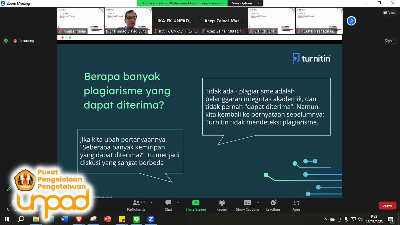 Pelatihan Penggunaan Similarity Checker (Turnitin) 