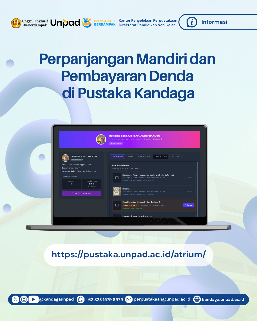 Perpanjangan Mandiri dan Pembayaran Denda di Pustaka Kandaga