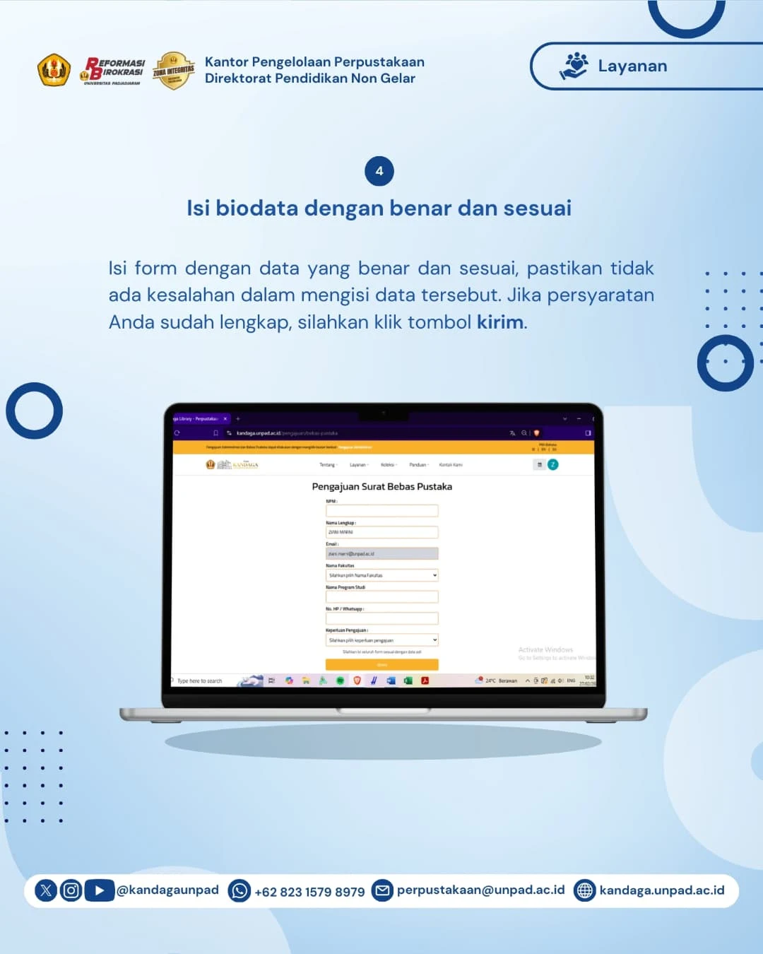 Layanan Surat Bebas Pustaka Perpustakaan Pusat secara Online - 4
