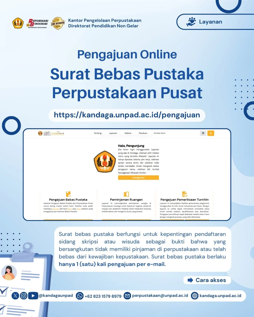 Layanan Surat Bebas Pustaka Perpustakaan Pusat secara Online