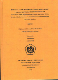 Hubungan Kualitas Informasi pada Aplikasi Halodoc terhadap Kebutuhan Informasi Kesehatan : Studi Korelasi Tentang Hubungan Kualitas Informasi pada Aplikasi Halodoc Terhadap Kebutuhan Informasi Kesehatan Mahasiswa Fakultas Keperawatan Universitas Padjadjaran