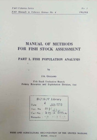 Manual of methods for f Stock assessment