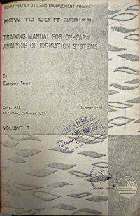 Training manual for on-farm analysisi of irrigation system