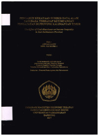 Pengaruh kekayaan sumber daya alam batubara terhadap ketimpangan pendapatan di Provinsi Kalimantan Timur