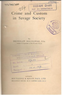 Crime and Custom in Savage Society