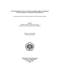 [Skripsi] Studi Deksriptif Tentang Motivasi Berolahraga Rekreasi pada mahasiswa Universitas Padjadjaran: Suatu gambaran Motivasi Hiking pada mahasiswa UNPAD Kampus Jatinangor